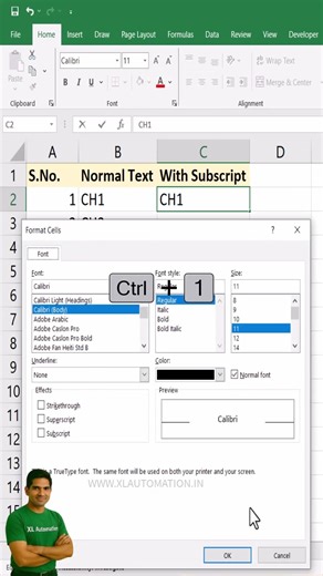 From CH1 to CH₁: How to Use Subscript in Excel #excel #excelforbeginners #exceltricks #exceltutorial