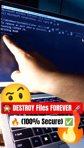 DESTROY Files FOREVER 🔥: Prevent Data Recovery Using CMD (100% Secure) 💪#tutorial #shorts #security