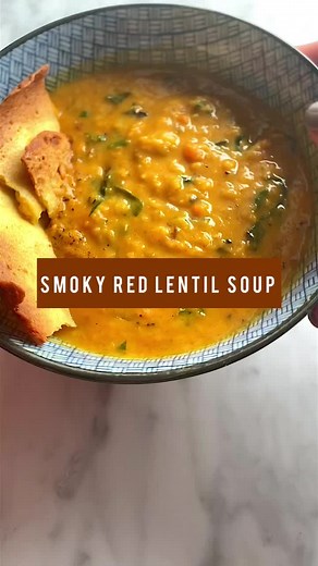 Smoky Red Lentil Soup Recipe with Spinach