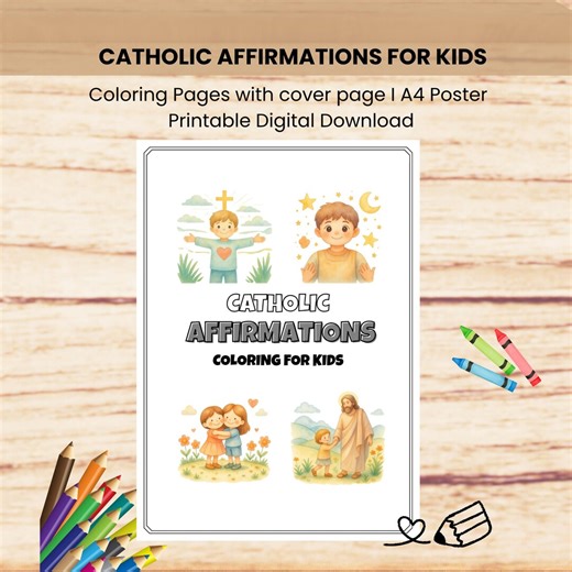 Catholic Affirmations Coloring Pages for Kids | Bible Verses, Faith Activity, Homeschool Printable, Digital Download - Etsy