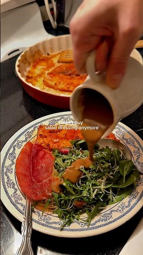 this is how we make our salad dressing🥗 just mustard, olive oil, and balsamic vinegar #recipe #food