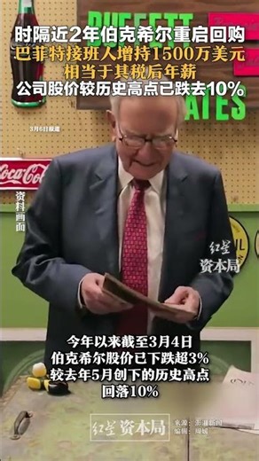 时隔近2年伯克希尔重启回购，巴菲特接班人增持1500万美元，相当于其税后年薪，公司股价较历史高点已跌去10%