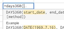 DAYS360 Function - Google Sheets - Sheets Help