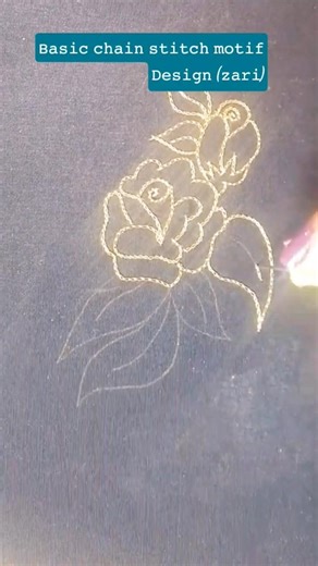 Aari work# basic stitch# chain stitch# motif design# zari thread