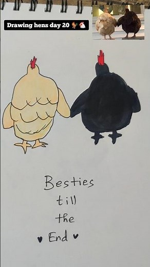 Besties till the end 🐓 Drawing hens day 20 #art
