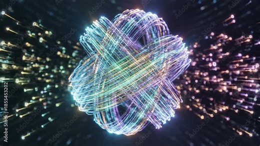 Futuristic Digital Network Data Transfer Animation.