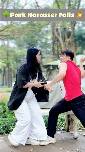 34 🌳Park Harasser Falls💥#JusticeInAction #ProtectTheWeak #FemaleHero #StandForRight #SelfDefense