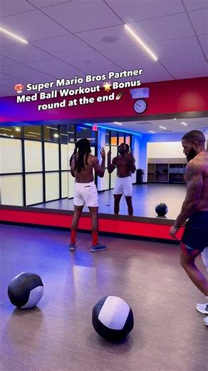 🍄 Super Mario Bros Partner Med Ball Workout 🍄 Grab your Player 2 🍄 Power up, don’t get stomped, and chase that high score ⭐🪶 Format: Partner AMRAP Time: 16–20 minutes 🎮 Main Game 1. Med Ball Squat Press 2. Med Ball Half Burpees 3. Med Ball Russian Twists 4. Med Ball Sit-Ups Press Reps suggestion: 12–15 each movement (Advance to the next “level” together) ⸻ ⭐ BONUS ROUND (Star Power) Med Ball Sit-Up Ball Throws • Partner A: sit-ups throw • Partner B: catches in a squat • Switch after 30–45 s