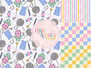 Candy Shop Pastel Seamless Pattern Digital Paper - Gummy Bears, Ring Pops, Lollipops | Instant Download | Limited Commercial Use | 300 DPI | - Etsy