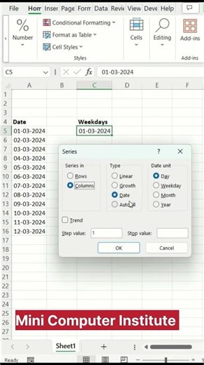 Automatic Weekday Dates Fill in just One click 😲#shorts #shortvideo#excel #exceltutorial#exceltips