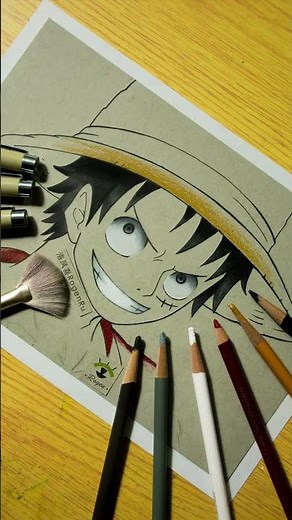 Using colored pencils to draw an anime character (Luffy in One Piece) #Shorts [140]