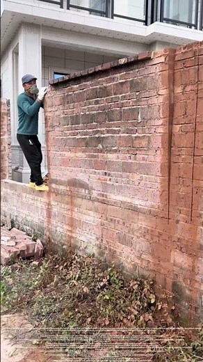 An efficient method for demolishing parts of a wall: cut it and then push it down!