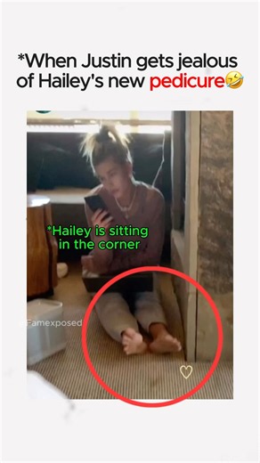 When Justin gets jealous of Hailey's new pedicure #JustinBieber #HaileyBieber