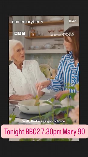 "On this week’s episode of 'Mary a 90: A Lifetime of Cooking', I’m joined by dear friend @alexjonesofficial. I introduce Alex to my tasty mushroom and spinach lasagna, and we make my all-time favourite, a classic Victoria Sandwich! Also in this week’s episode is my lovely assistant @lucyyoungthecook, my right-hand woman for 36 years! We made a decadent reinvention of my delightful 1970s chocolate cake Don’t miss tonight’s episode at 7:30 on BBC Two and @bbciplayer 💞" | Mary Berry the cook