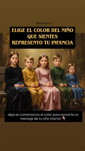 ¿Y si el color del niño con el que más conectas pudiera revelar una herida emocional, un patrón familiar o un bloqueo que vienes cargando sin darte cuenta? 🌿✨ En autoconstelaciones, cada color refleja un aspecto de tu linaje, tu energía interna y la forma en la que aprendiste a sobrevivir en tu historia familiar. Mira la imagen y comenta el color del niño con el que más te identificas: 🖤 Negro 💛 Amarillo 🌸 Rosa 💚 Verde 💙 Azul Cuando comentes, te enviaré un mensaje personalizado con el sign