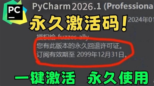 【永久激活码】2026最新python安装 pycharm安装激活教程，一键激活，永久使用，附专业版激活码 安装包，超详细Python教程！！