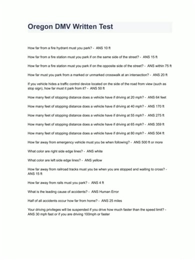 Oregon DMV Written Test Questions And Answers4