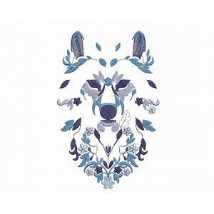 Winter Wolf Embroidery Design – Machine Embroidery Pattern PES, Floral Wolf Embroidery, Winter Embroidery, Wolf Head Wildlife Nordic Pattern - Etsy