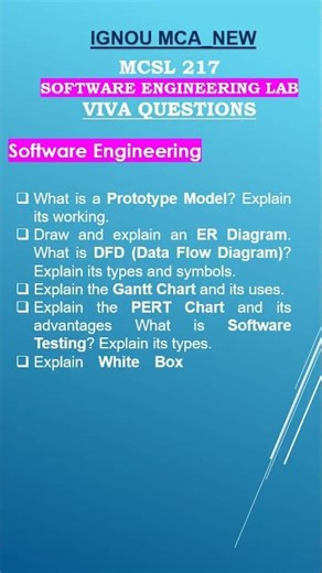 MCSL 217 II SOFTWARE ENGINEERING LAB II VIVA QUESTION #mcsl217 #mca_new #ignou