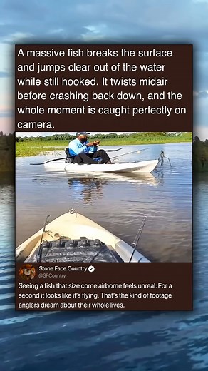 A massive fish breaks the surface and jumps clear out of the water while still hooked. It twists.mp4 | USA Speech