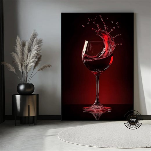 Red Wine Splash Art, Modern Kitchen Canvas Print - Etsy
