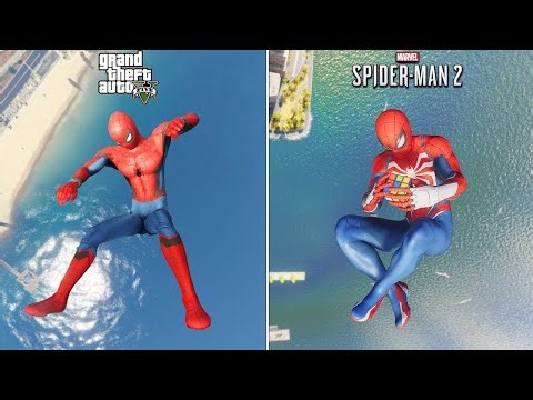 GTA 5 vs Spider-Man 2 | Spider-Man Falling from the Sky! 