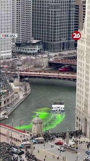 🍀 El río Chicago se tiñe de verde por el día de San Patricio