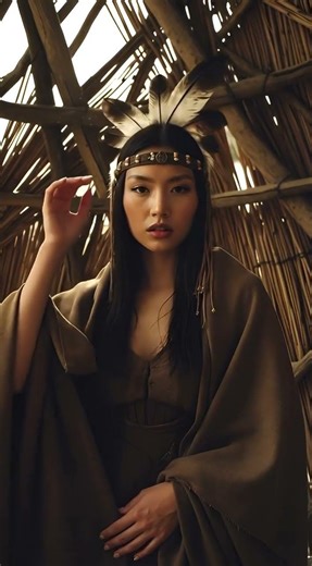 The Soul of Heritage A Beautiful Young Native American Woman in Traditional Attire #indigenouspeople