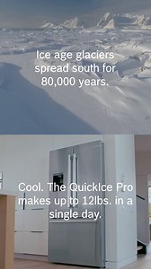 Glaciers took eons to make all that ice. The Bosch 500 Series QuickIce Pro System™ makes up to 12 lbs. of ice every day. When you need ice now, there's no waiting, no melting and definitely no Ice Age-level patience required. Just fresh, fast ice. Explore 500 series models with lightning-fast ice: http://spkl.io/6189f7MBU | Bosch Home