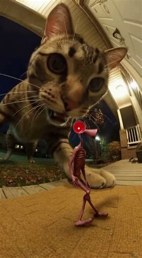 Giant cat eats my miniature siren head 😭😭 #scary #sirenhead #horror #viral #cats