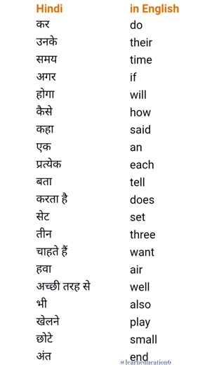 Hindi - in English 💢 l #easyenglisheveryday #learneducation6 #english #englishlearning #vocabulary