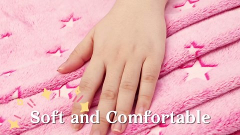 Preppy Blanket Glow in The Dark Blanket Girls Pink Star Blankets Fleece Blankets Birthday Gifts for Kids Soft Throw All Seasons