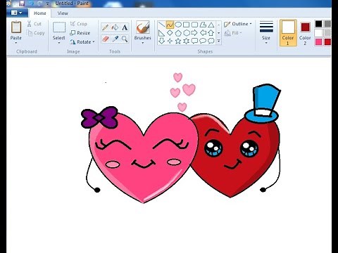 Valentine Romantic Love Hearts drawing in ms paint