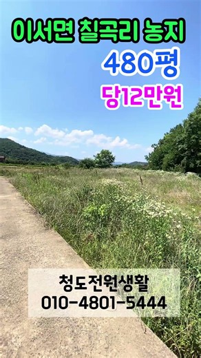 [738]010-3318-5444,이서면 칠곡리 농지,당12만원,480평,주말농장추천#청도농지#청도토지#청도이서면농지