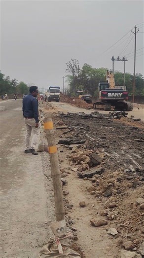 Bituminous (BT) cutting work on the existing road is in progress