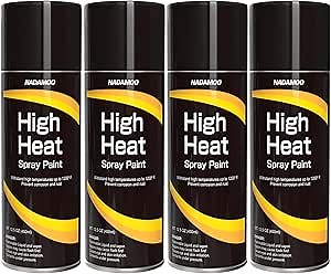 NADAMOO High Heat Spray Paint for Metal, Matte Finish BBQ & Stove Aerosol Paint - High Temperature Resistant Up to 1200°F, 4 Cans, Black