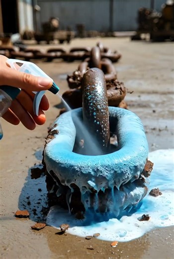 Extreme Rust Removal on a Steel Chain Link 🔗 | Satisfying Metal Cleaning #Shorts