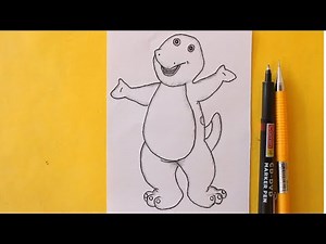 How to draw barney the dinosaur from barney and friends super simple!!