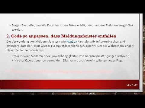 Lösen des Intermittent Focus Error bei der Arbeit mit mehreren Access-Datenbanken