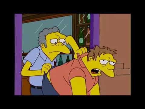 Moe saca a barney de bar Los simpsons - origen del meme