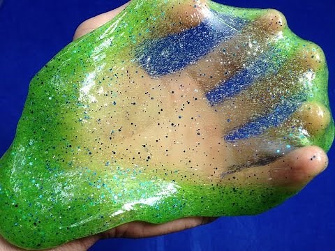 DIY Green Glitter Slime!! How to make Green Glitter Slime! Easy slime recipe without Borax