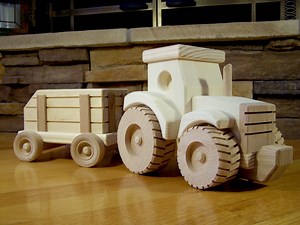 Handmade Wooden Farm Tractor and Wagon Toy - Etsy