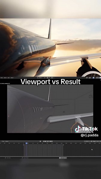 3D Airplane Animation: Blender Viewport vs Raw Render