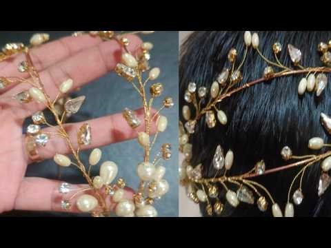 How to make Hair bow/ Pearl beaded bow tutorial video