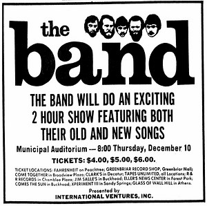 Dec 10, 1970: The Band at Atlanta Municipal Auditorium  Atlanta, Georgia, United States | Concert Archives