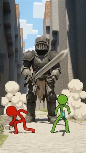 Stick Figures Duel a Giant Armored Knight. #shorts