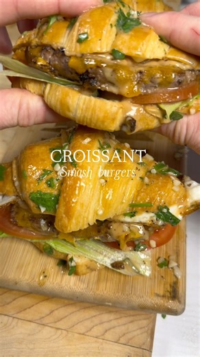 Croissant smash burgers with moose meat. Recipe on insta. #meateater #burger #brunch #cooking #hunt