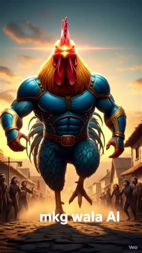 A cinematic rural Indian village scene, mud houses, green fields, villagers shocked, a giant pigeon