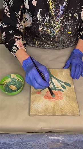 Textured Concrete Canvas with a Rose & Washi Tape