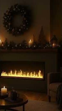 4K Christmas in a Modern Home ❄️ Linear Fireplace & Snowy Window View - 10 Hours ASMR #relax #asmr